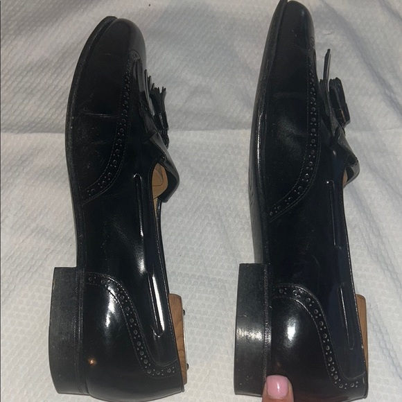Salvatore Ferragamo Glossy Black Tassel Loafers Leather Upper 10 B - Picture 9 of 16